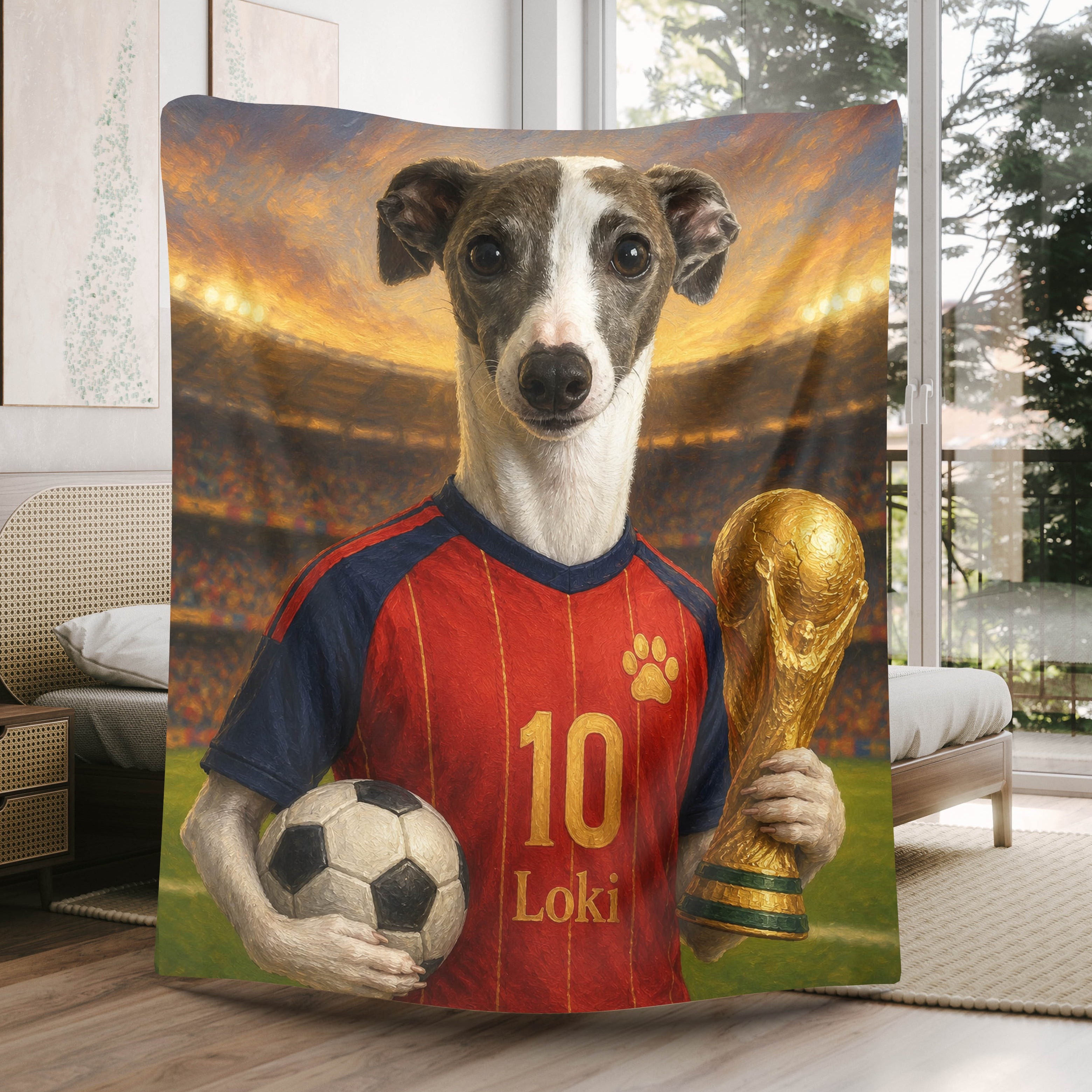 Personalized Soccer Pet Blanket with Names World Cup Gifts for Sports Fans
