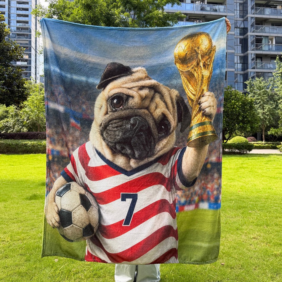 Personalized Soccer Pet Blanket with Names World Cup Gifts for Sports Fans