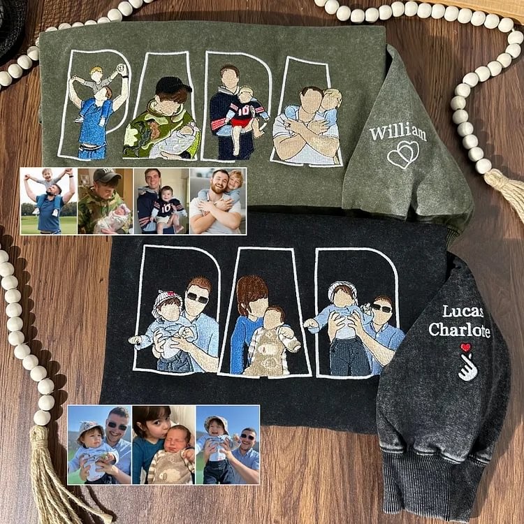 Custom Embroidered Dad Sweatshirt with Photo Father's Day Gift for Dad