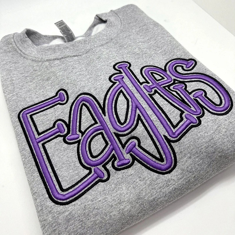 Custom Cropped Double 3D Puff Embroidered Sweatshirt Christmas Gift Idea