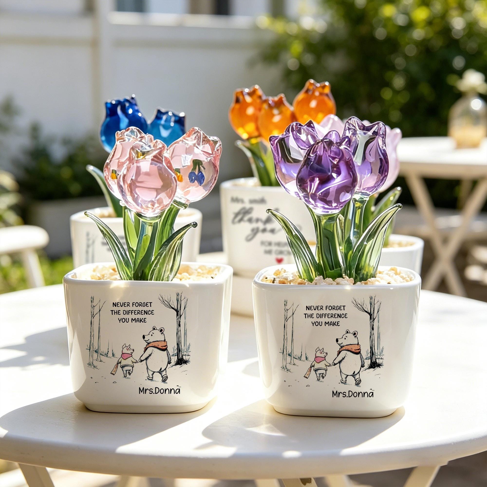 Custom Stained Glass Flower Pot Perfect Teacher Appreciation Gift