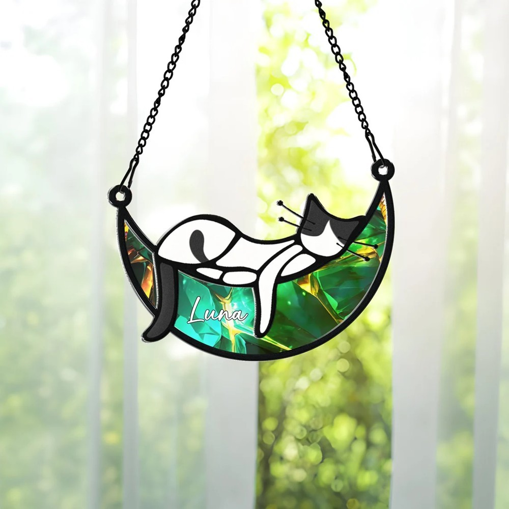 Custom Cat Memorial Suncatcher Loss Of Cat Sympathy Gift - Gift for Pet Lovers