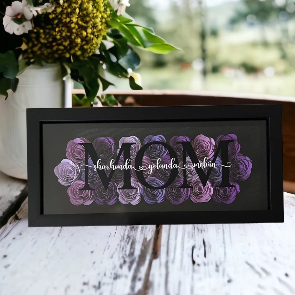 Mother's day Floral Shadow Box Gift For Mom Grandma