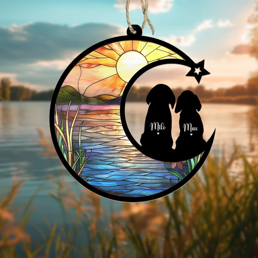 Custom Dog Memorial Suncatcher Loss Of Dog Sympathy Gift - Gift for Pet Lovers