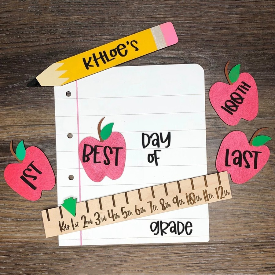 Personalized 1st/100th/Last Day of School Sign Interchangeable Back to School Sign Kit Gift for Kid
