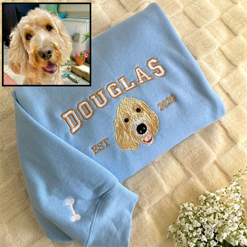 Custom Pet Face Embroidered Sweatshirt Gift for Pet Lovers