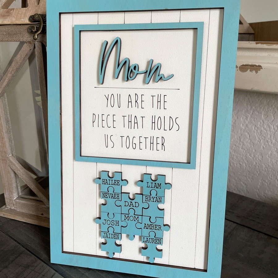 Personalized Mom Puzzle Piece Sign Mom You Are The Piece That Holds Us Together Puzzle Sign