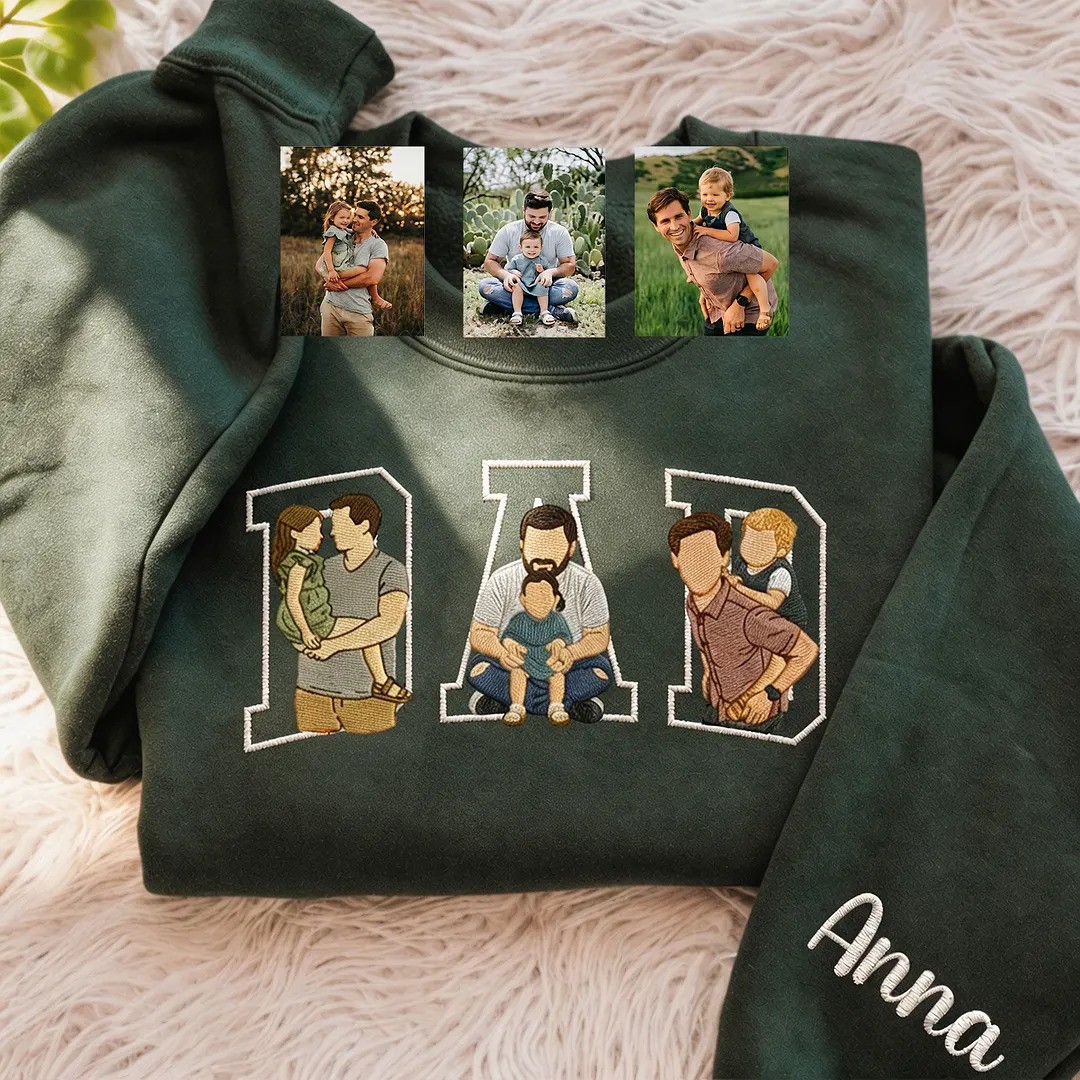 Custom Embroidered Dad Sweatshirt with Photo Father's Day Gift for Dad 