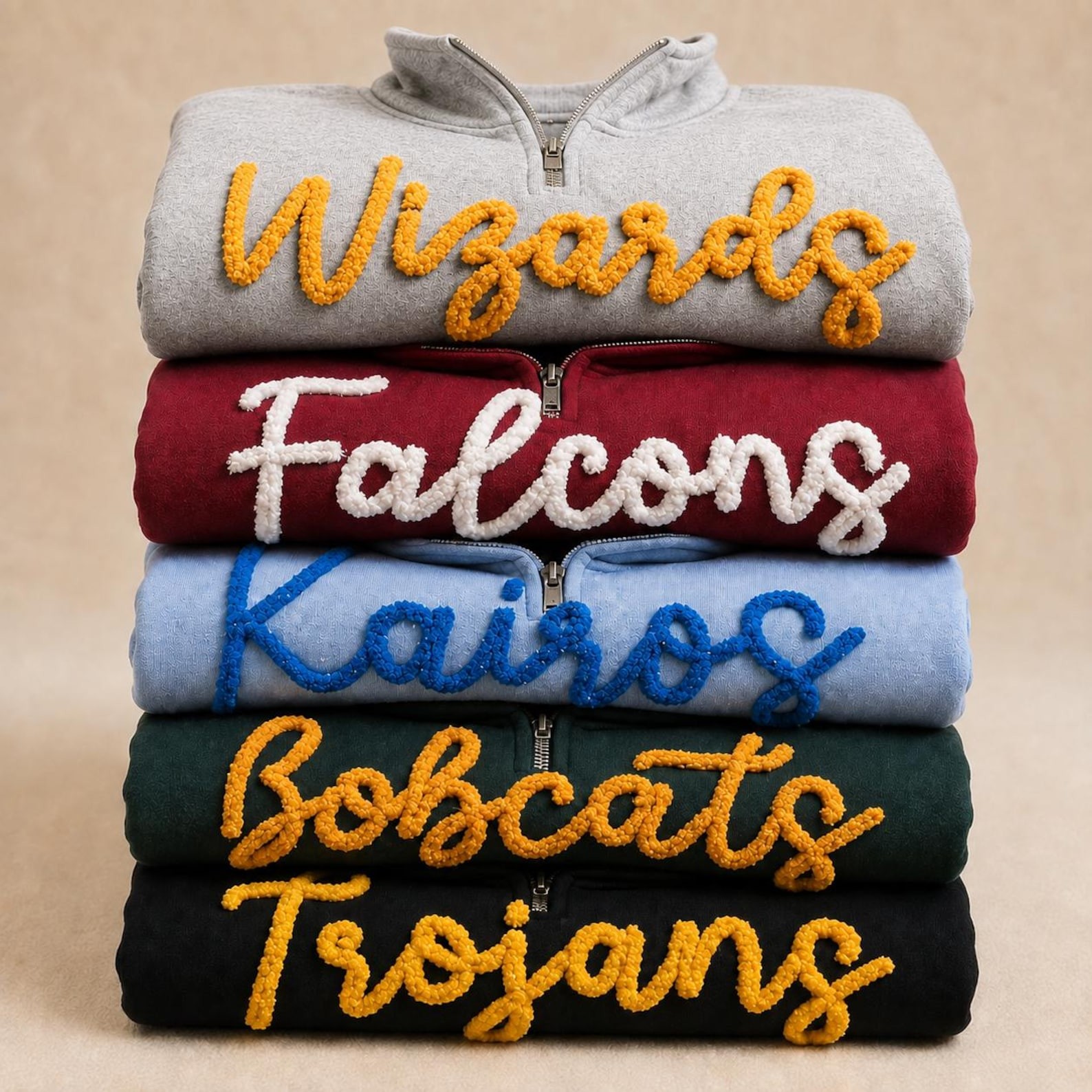 Custom Team Quarter Zip Sweatshirt Yarn Embroidered Game Day Pullover for Sports Lovers