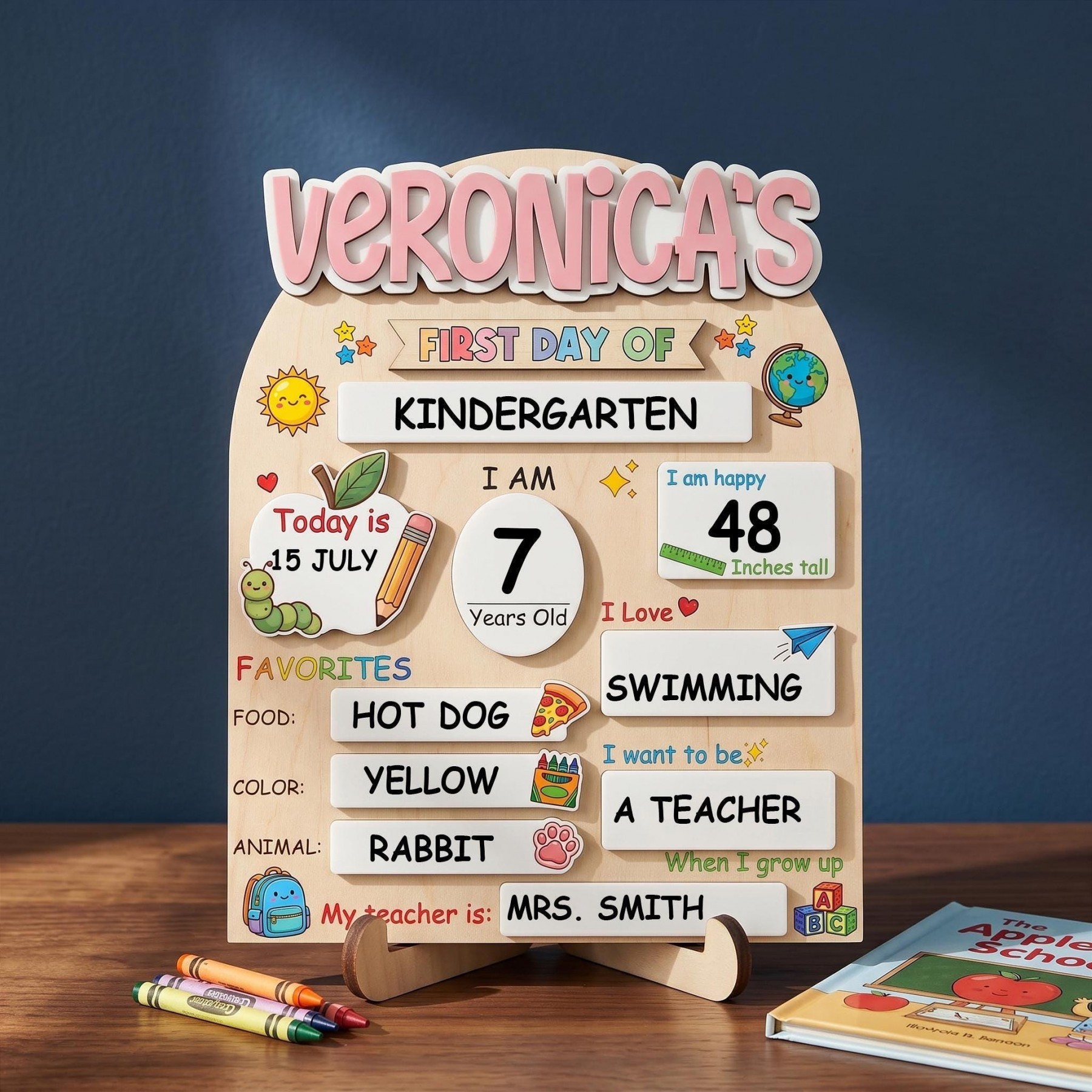 Personalized First Day of School Sign Reusable Back to School Sign Kit Gift for Kid
