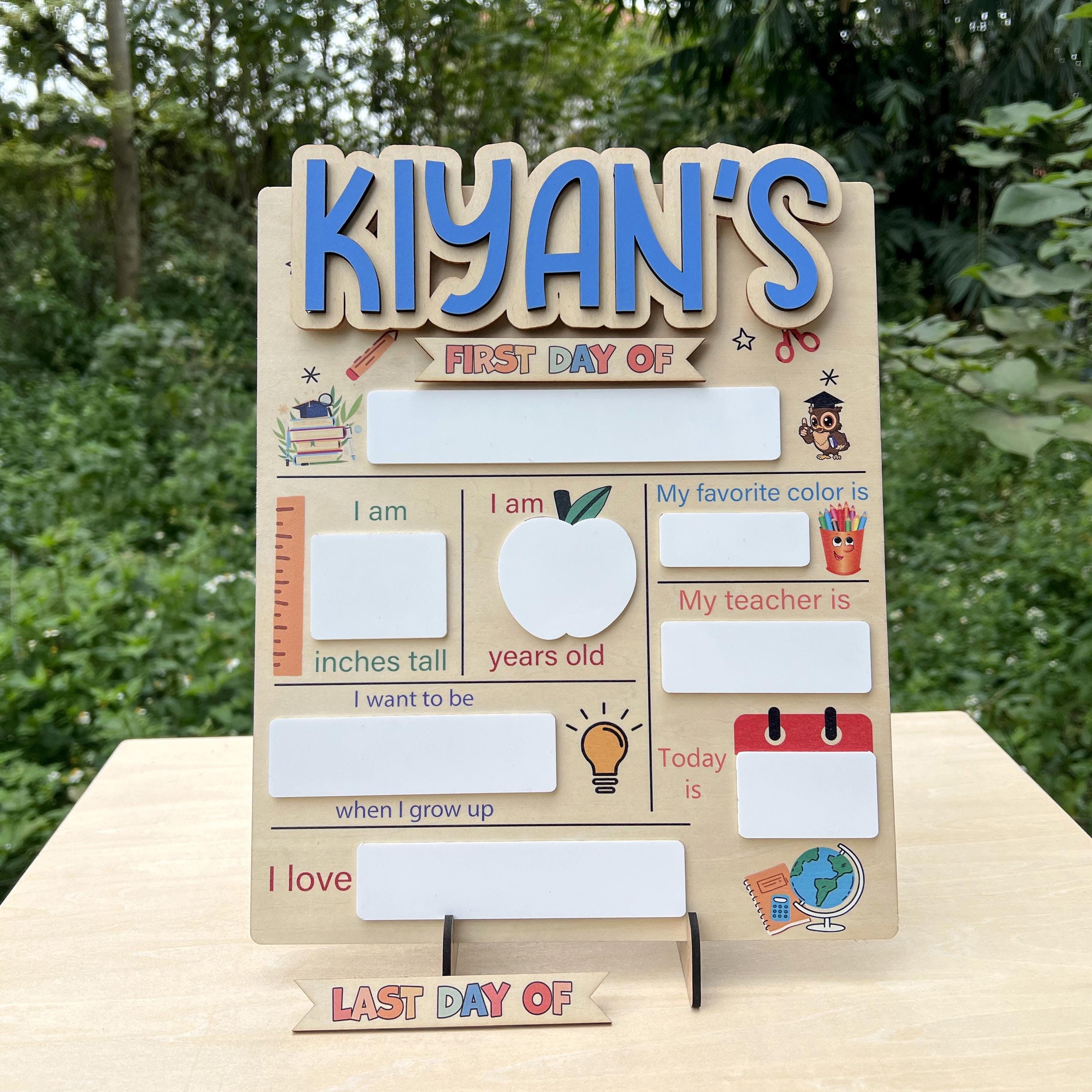 Personalized First Day of School Sign Reusable Back to School Sign Kit Gift for Kid