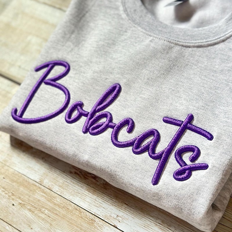 Custom School Spirit Team Name 3D Puff Embroidered Sweatshirt Christmas Gift Idea