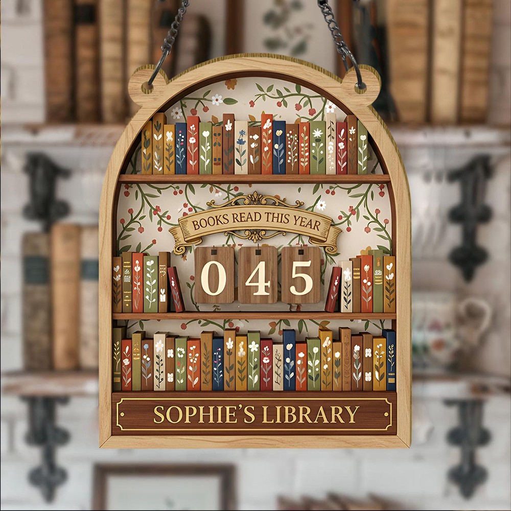 Custom Vintage Book Tracker Sign with Name Perfect Gift for Book Lovers