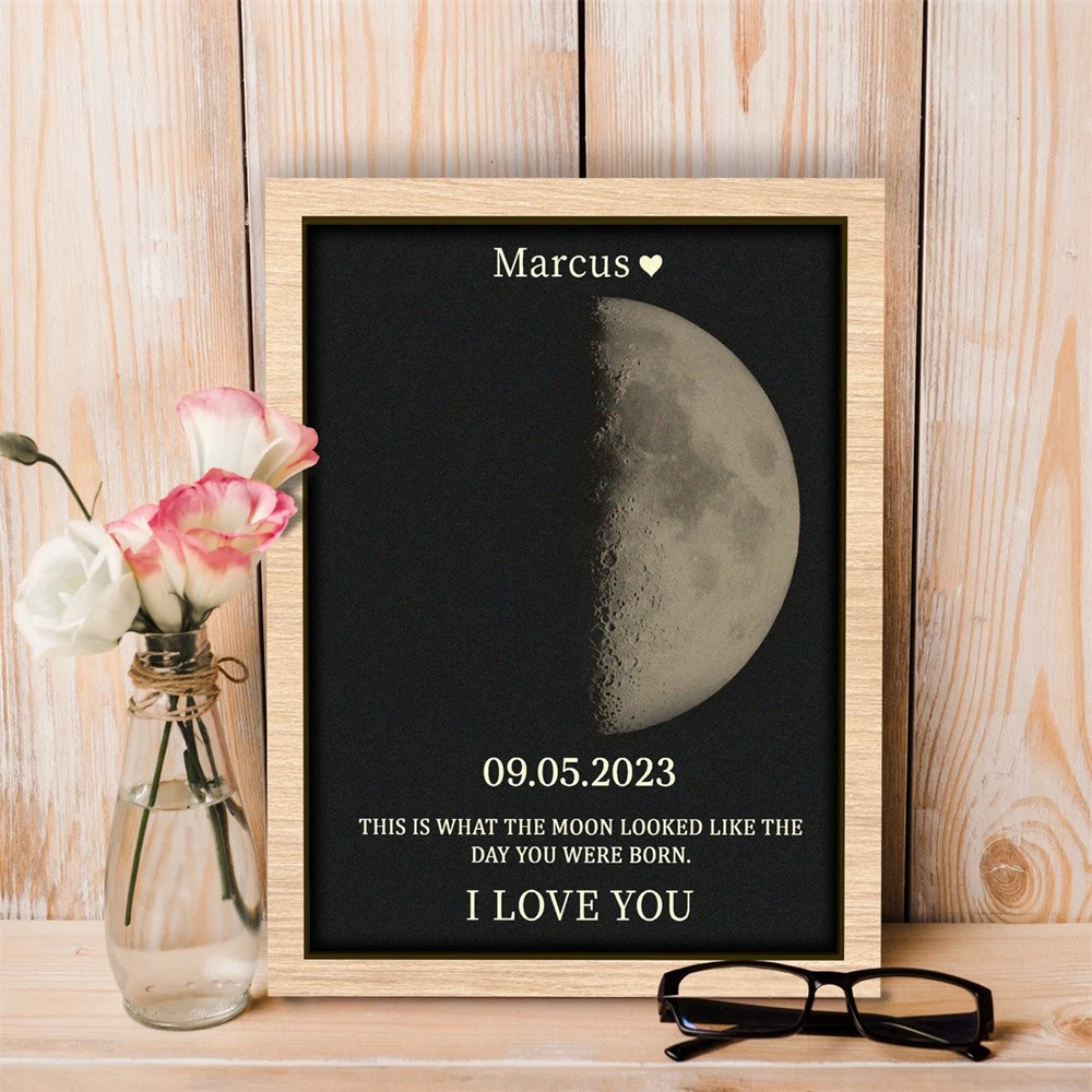 Personalized Wooden Moon Phase Frame Mothers Day Gift