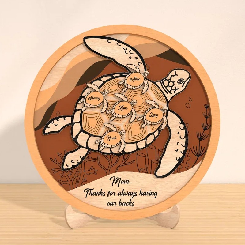Personalized Sea Turtle Wood Sign Gift for Mom or Grandma