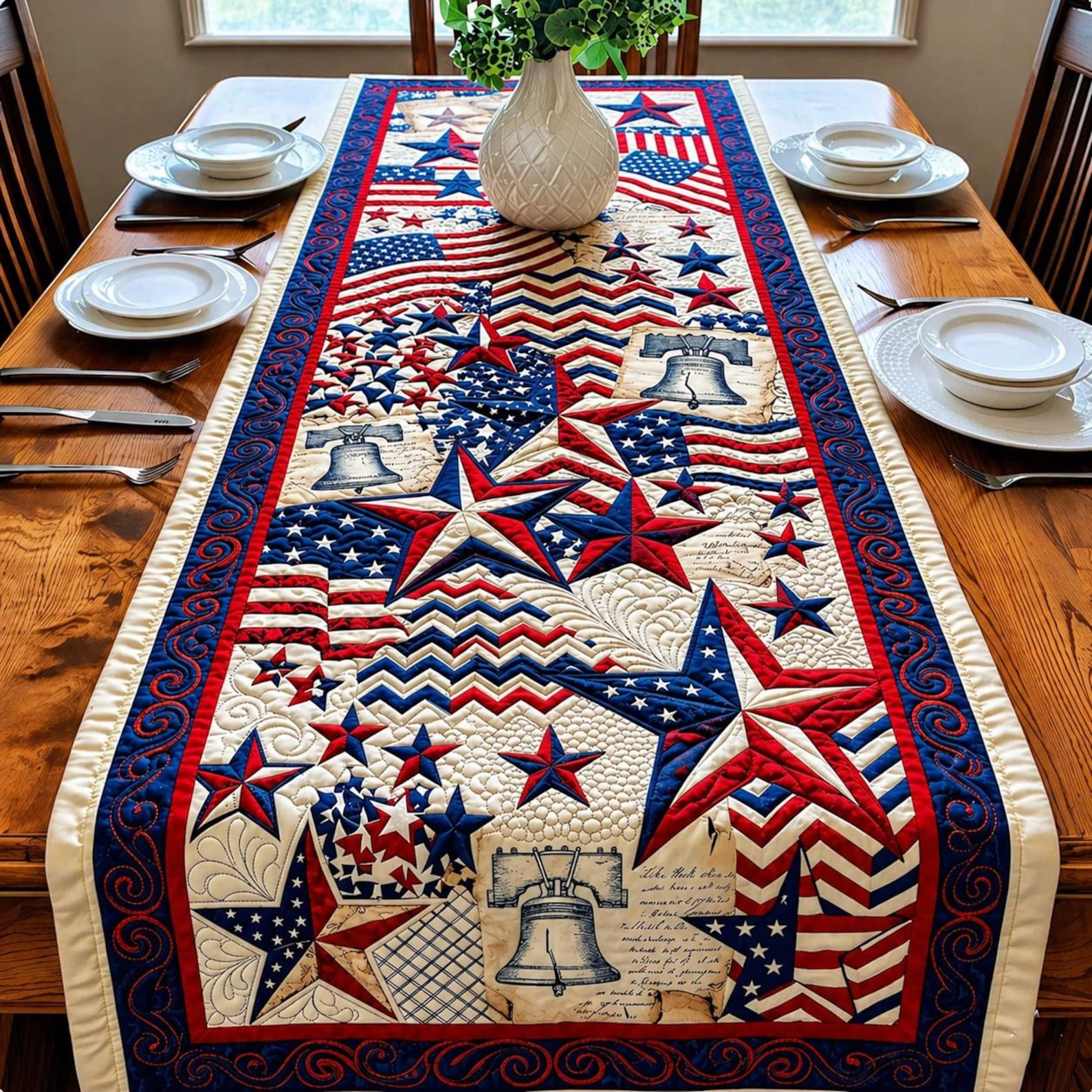 America 250 Patriotic Table Runner Decor for Independence Day Summer Celebrations