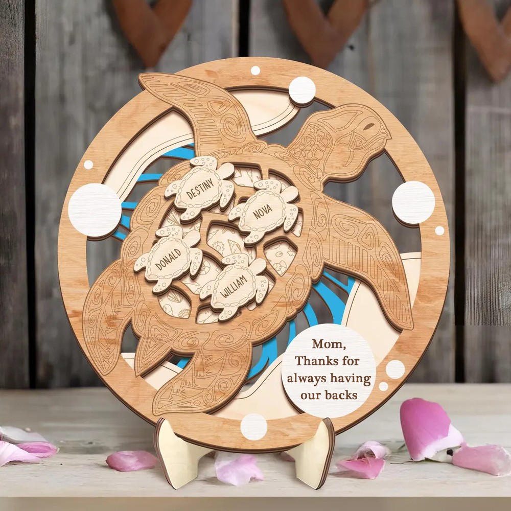 Personalized Sea Turtle Wood Sign Gift for Mom or Grandma