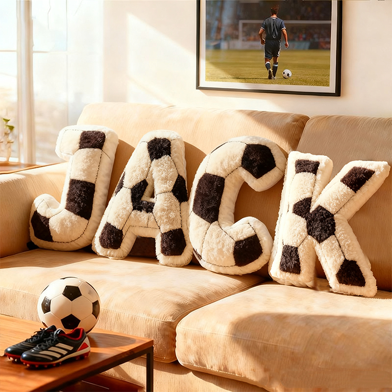 Personalized Football-Themed Initials Pillow with Names Perfect Gifts for Sports Fans Christmas Gift Ideas