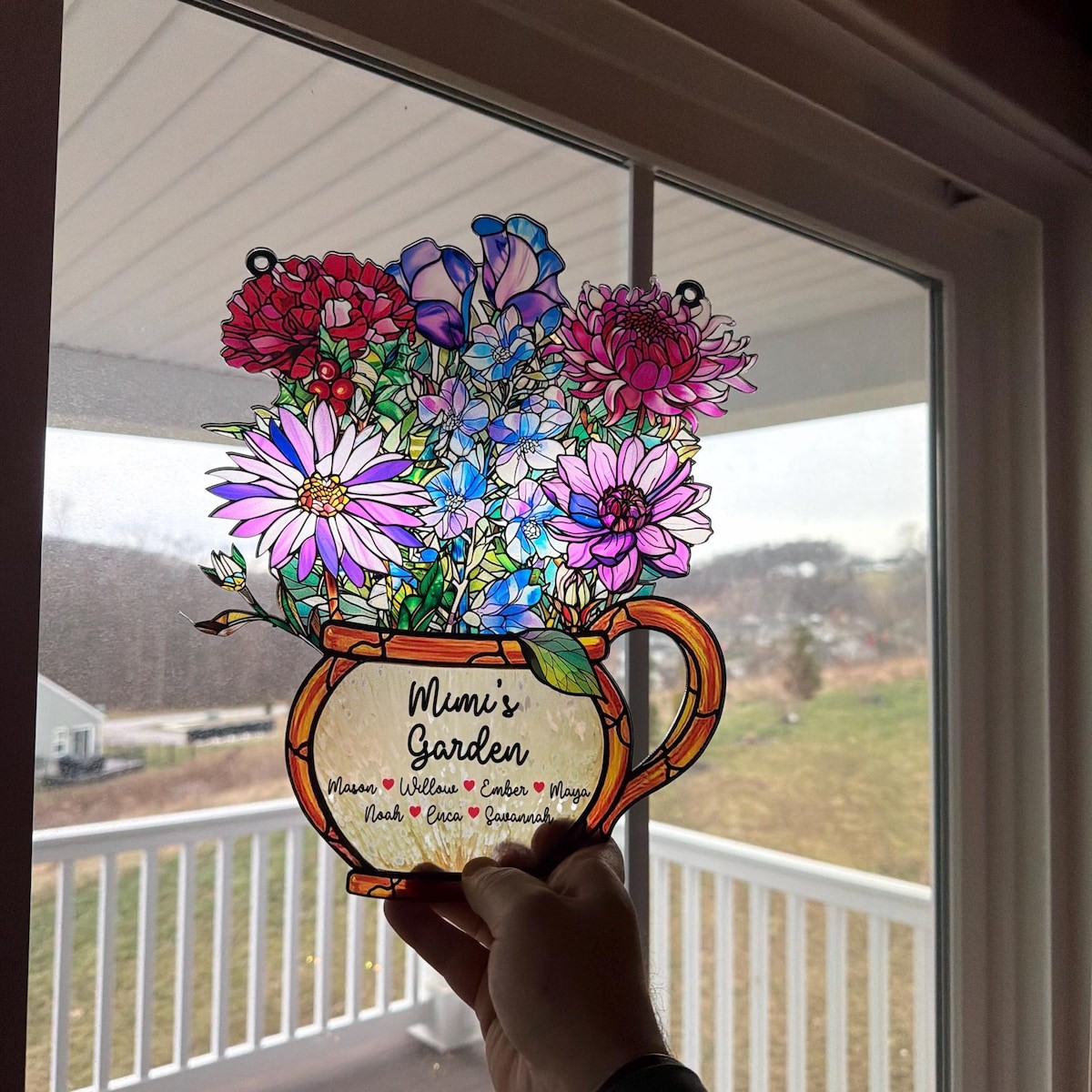 Personalized Birth Flower Suncatcher Keepsake Gifts for Grandma Mom Mother's Day Gift