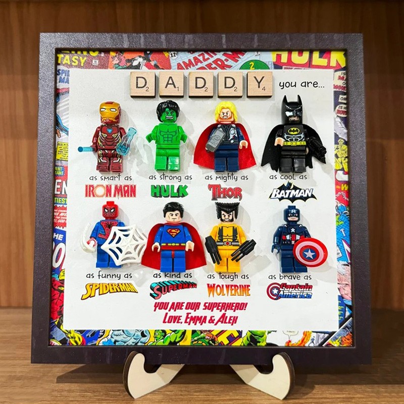 Personalized Daddy Superhero Frames Fathers Day Gifts
