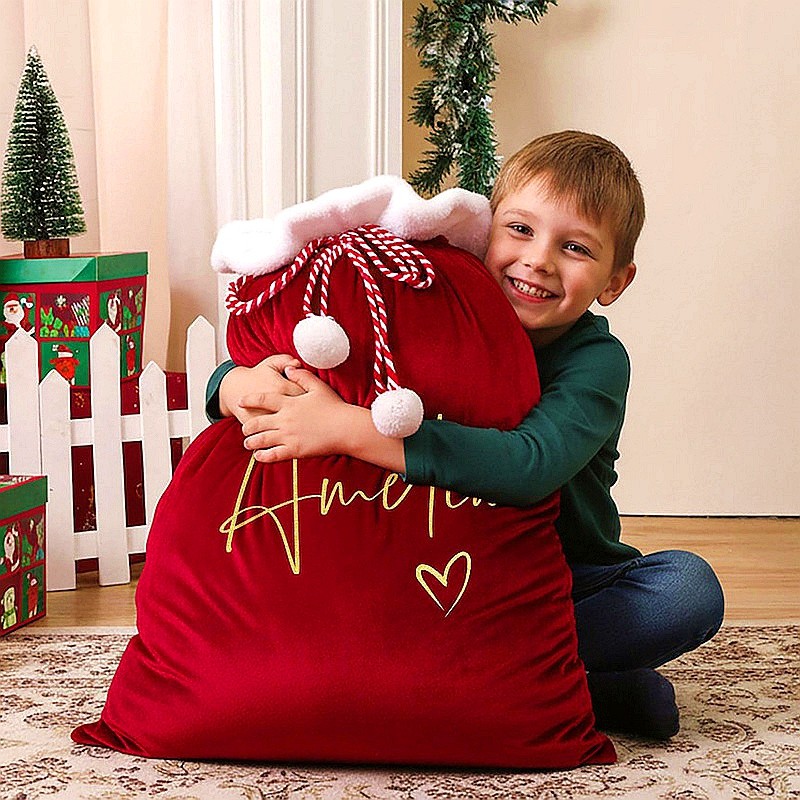 Personalized Large Santa Sack Christmas Gift Bag Holiday Gift Bags with Name