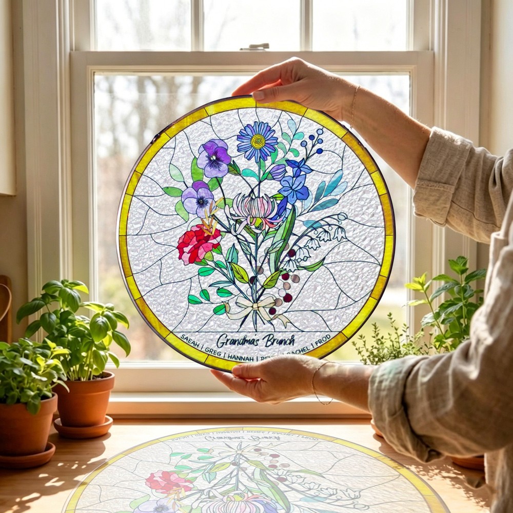 Personalized Birth Flower Suncatcher Keepsake Gifts for Grandma Mom Mother's Day Gift