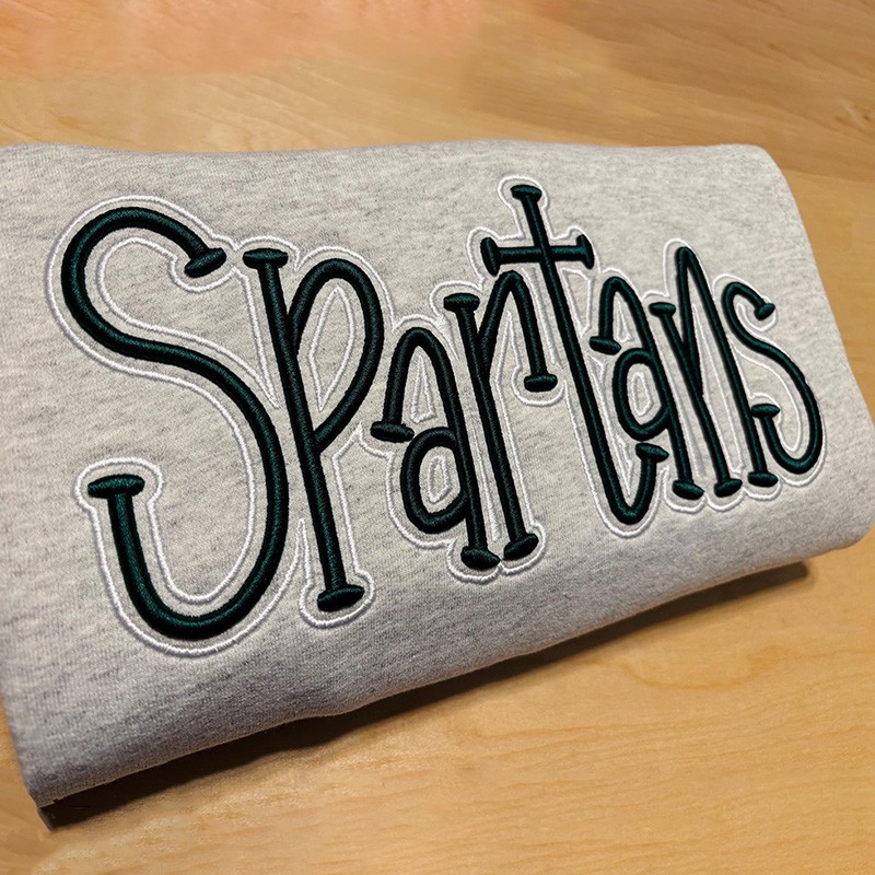 Custom Cropped Double 3D Puff Embroidered Sweatshirt Christmas Gift Idea