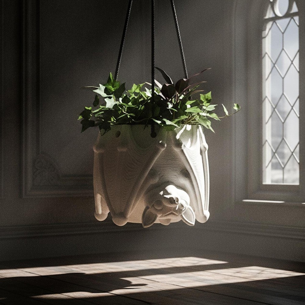 Hanging Bat Plant Pot Creepy Gothic Planter for Spooky Home Decor Halloween Gifts