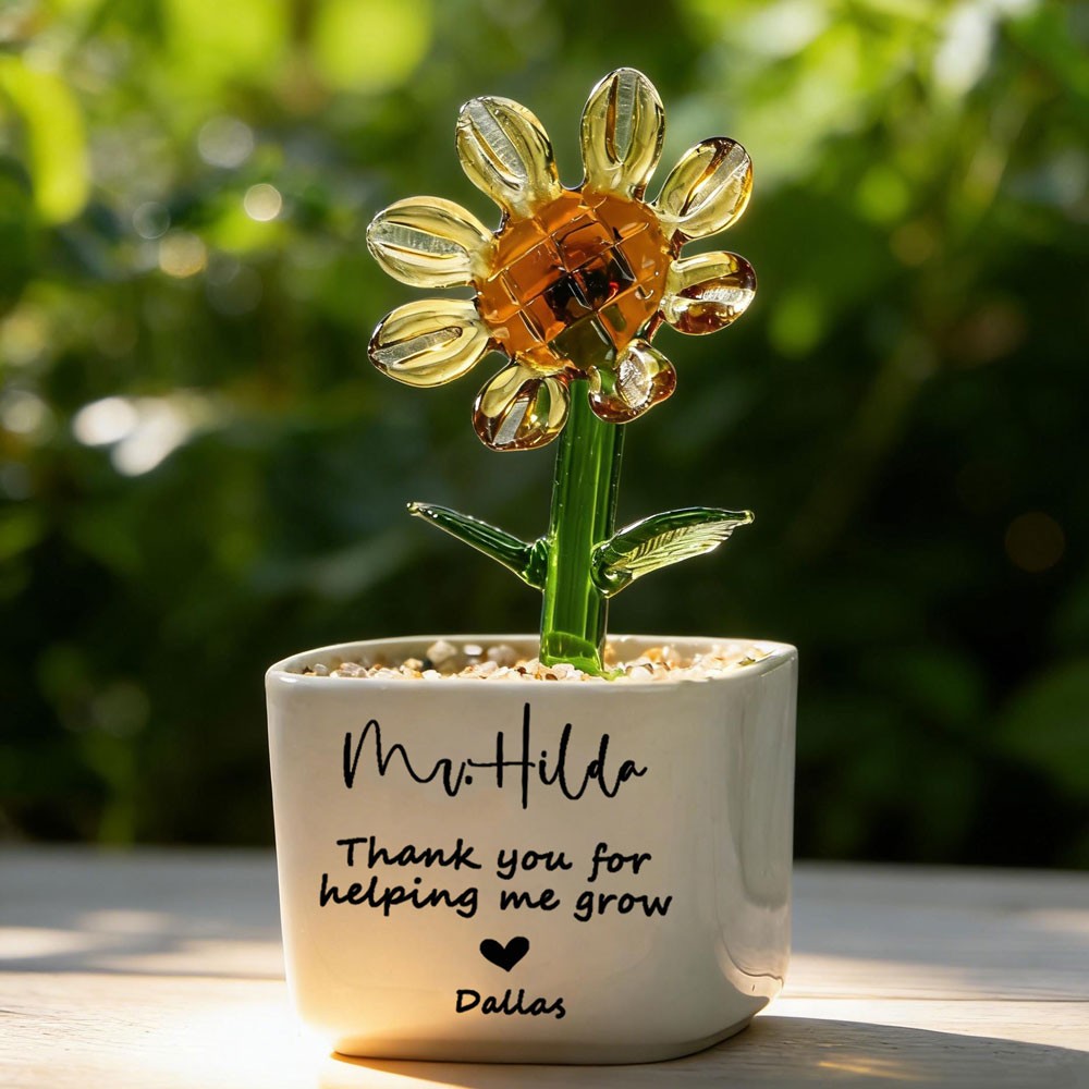 Custom Stained Glass Flower Pot Perfect Teacher Appreciation Gift