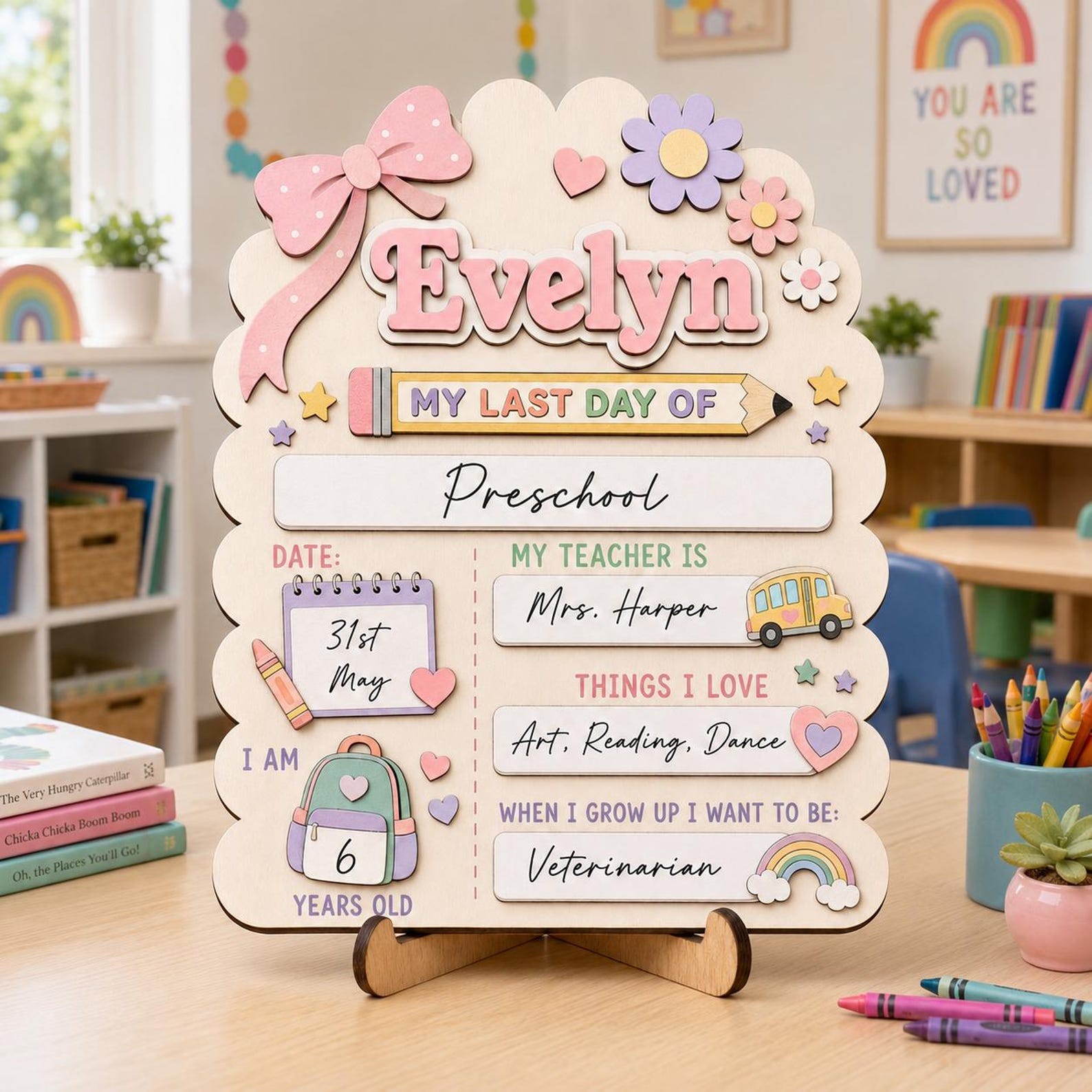 Personalized First Day of School Sign Reusable Back to School Sign Kit Gift for Kid