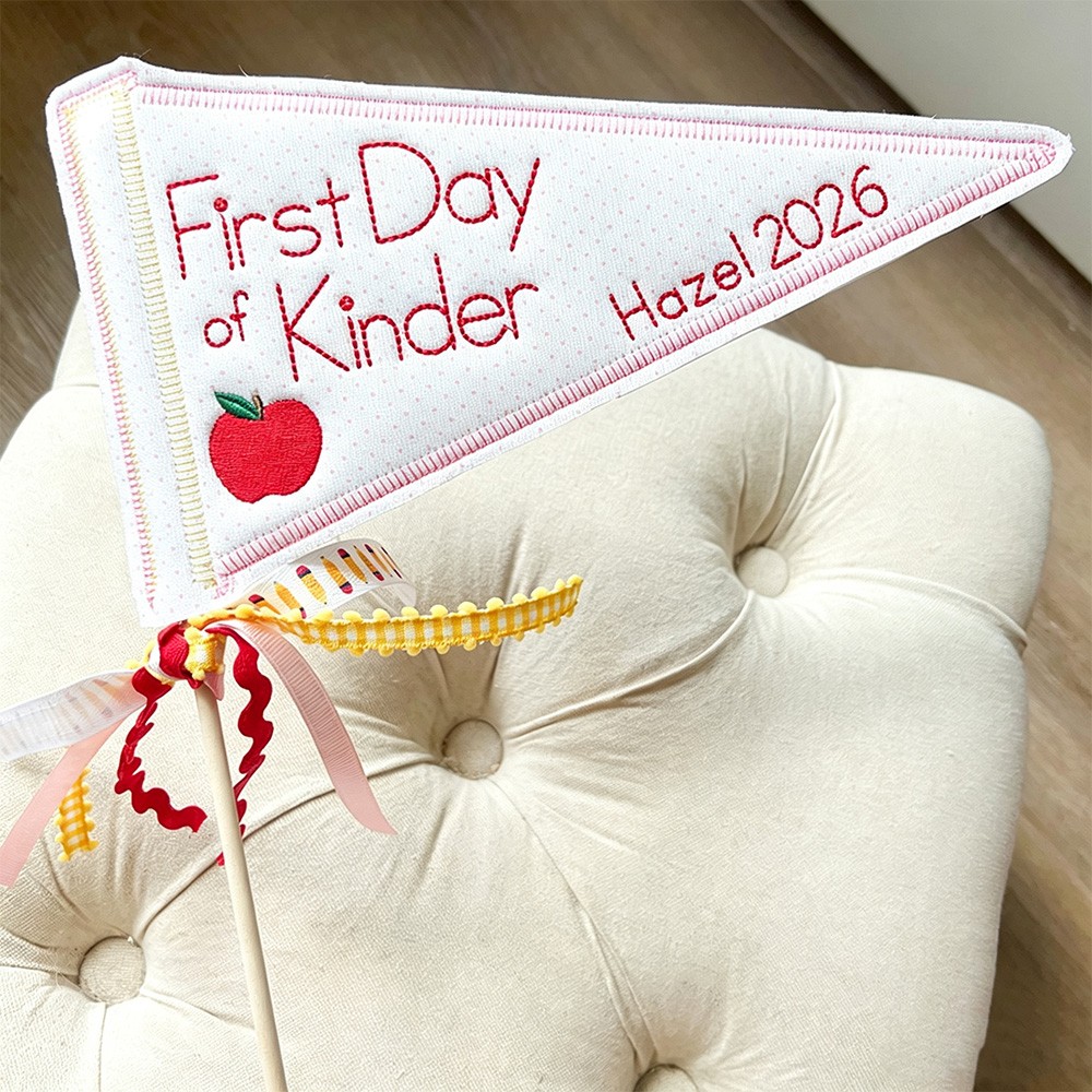 Personalized First Day of School Pennant Flag Custom Name Photo Prop for Kids Back to School Gift