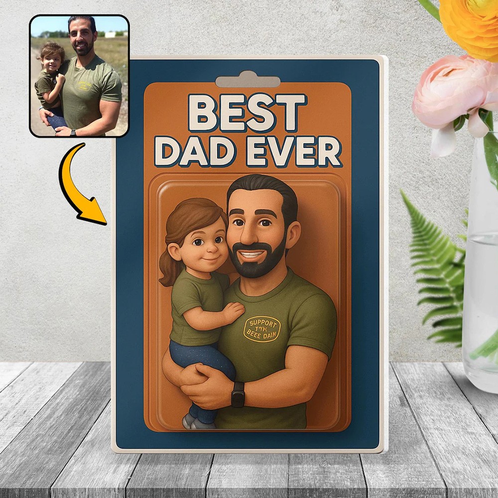 Personalized Photo Dad And Kids Action Figure Acrylic Block Plaque Father's Day Gift