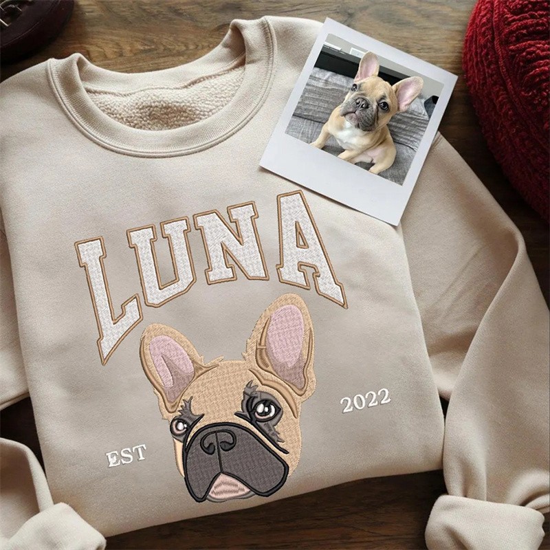 Custom Pet Face Embroidered Sweatshirt Gift for Pet Lovers