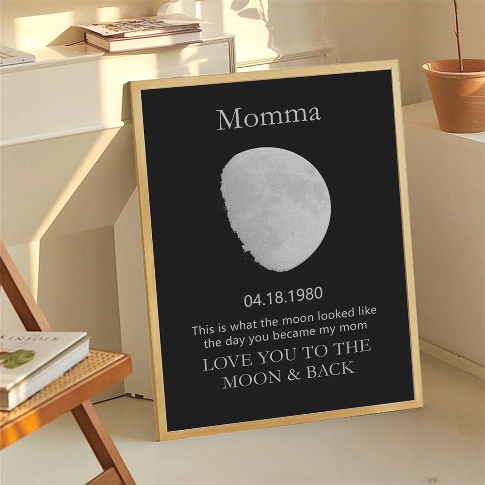 Personalized Wooden Moon Phase Frame Mothers Day Gift