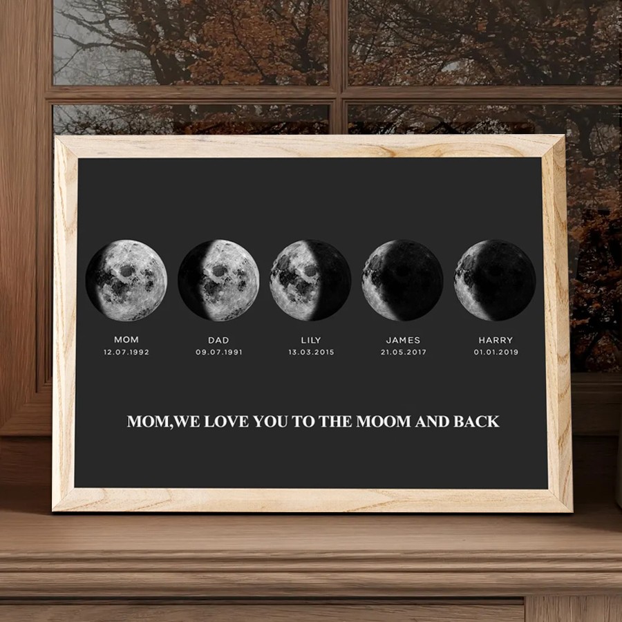 Personalized Wooden Moon Phase Frame Mothers Day Gift Gift for Mom