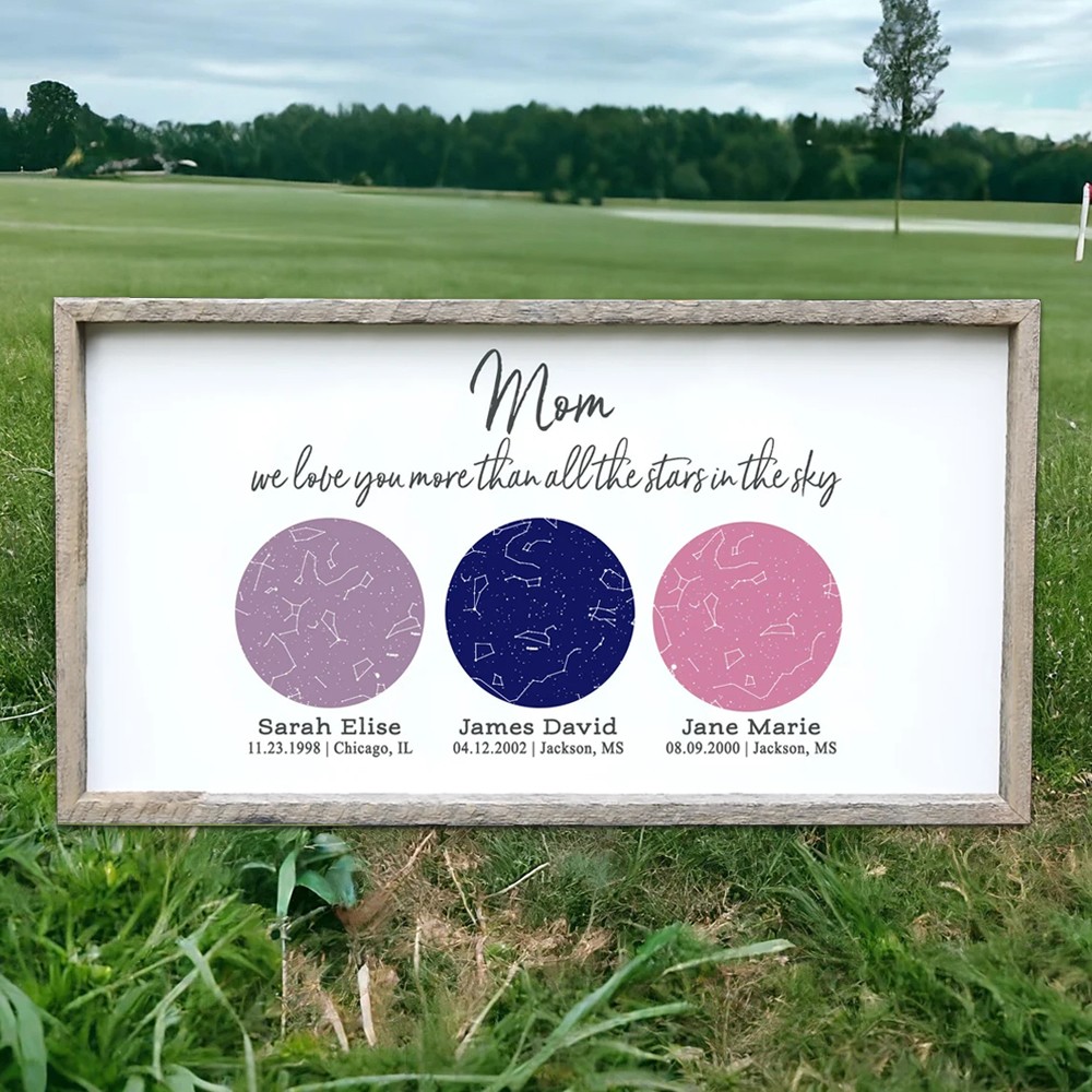 Custom Night Sky Star Map Wood Sign Mother's Day Gift