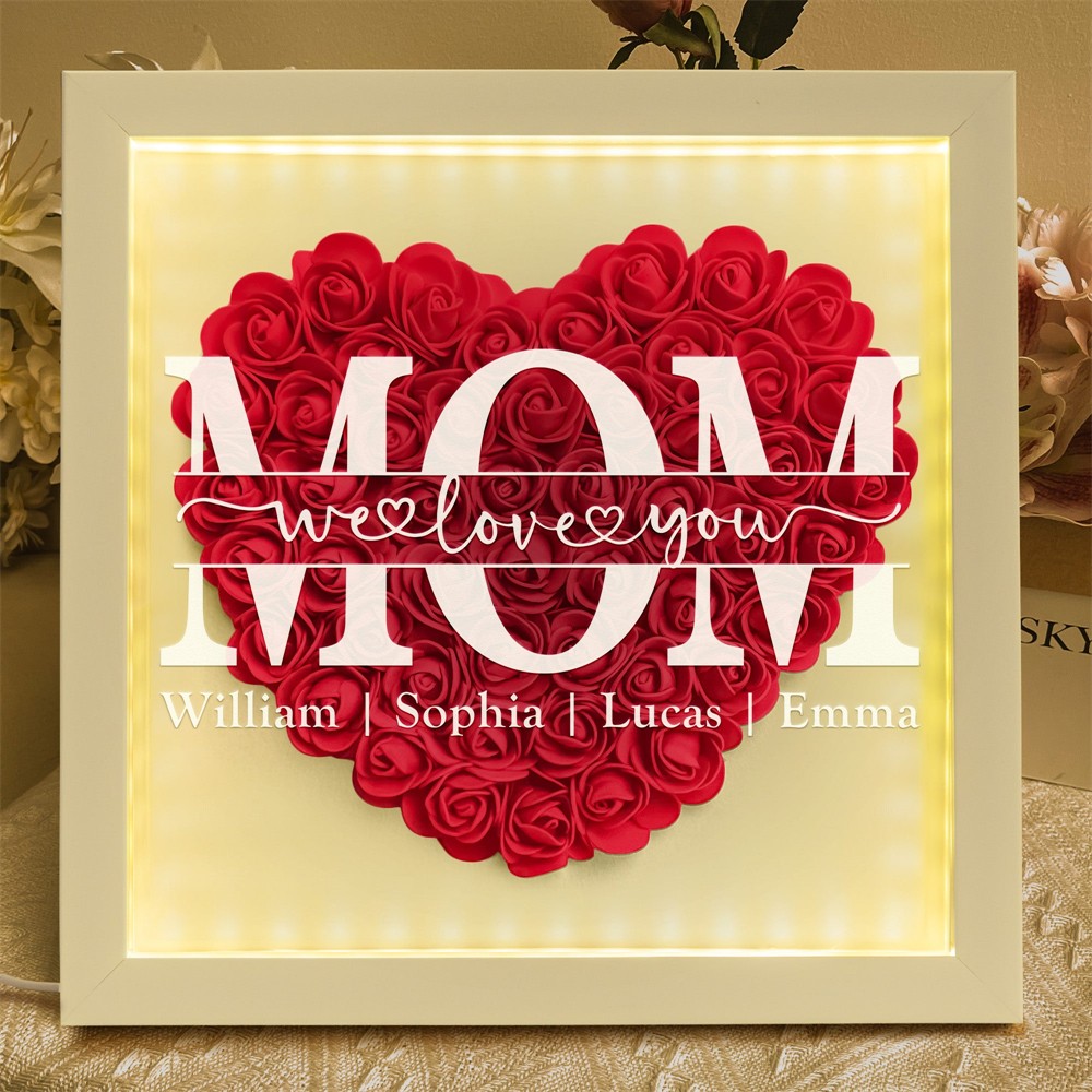Mom We Love You - Personalized Flower Shadow Box