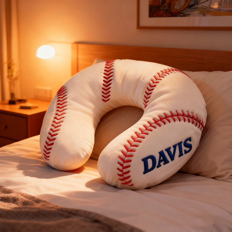 Personalized Baseball U-Shaped Shaped Pillow with Names Unique Gifts for Sports Fans Christmas Gift Ideas