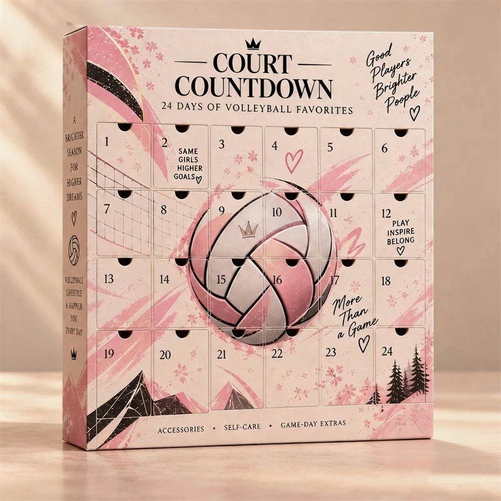 Pink Volleyball Advent Calendar 24 Day Christmas Gift for Volleyball Girls