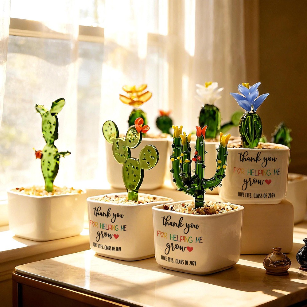 Custom Stained Glass Flower Pot Perfect Teacher Appreciation Gift