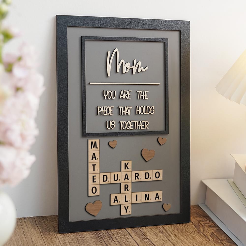Personalized Mom Crossword Scrabble Wood Puzzle Sign Mothers Day Gift