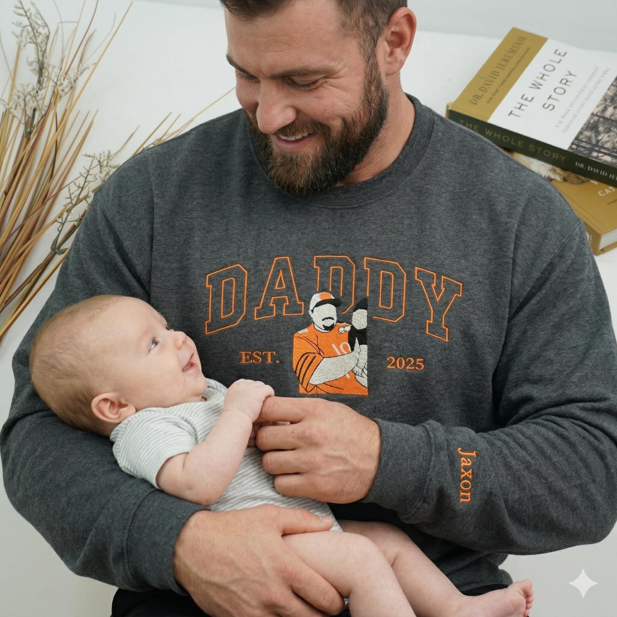 Custom Embroidered Dad Sweatshirt with Photo Father's Day Gift for Dad