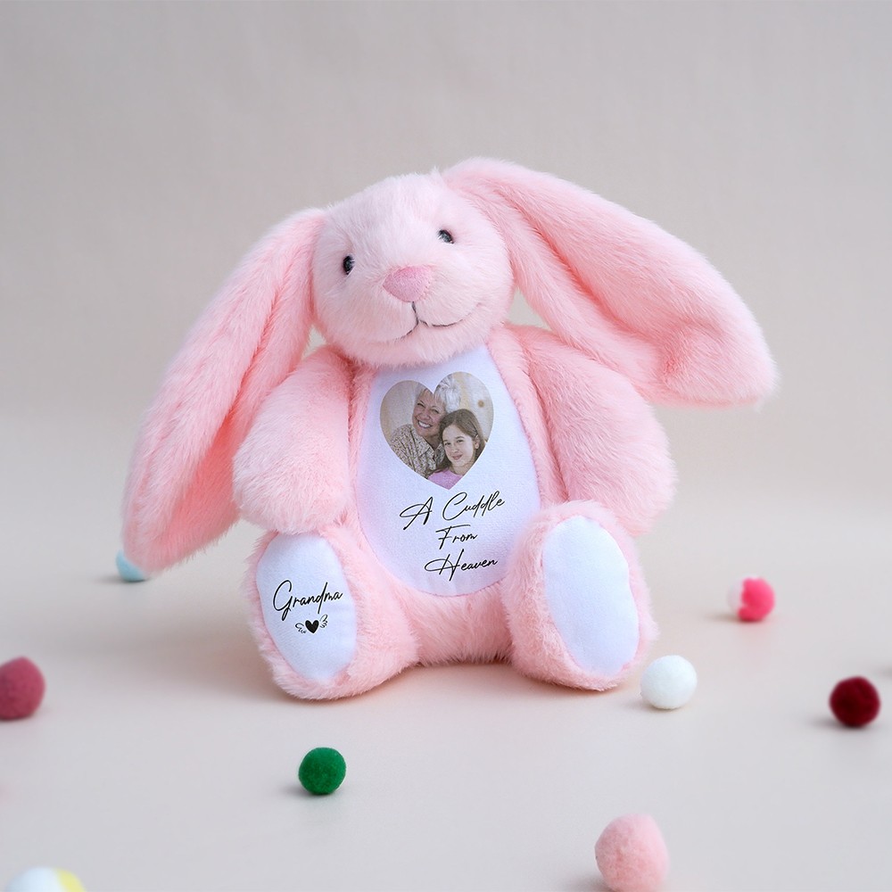 Personalized Memorial Bunny with Photo - Remembrance Keepsake