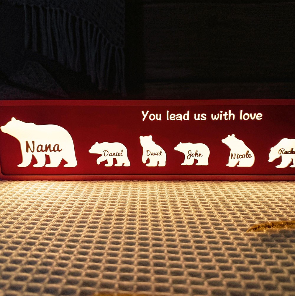 Personalized Bear Family Night Light With Kids Name Keepsake Gifts For Mom Grandma