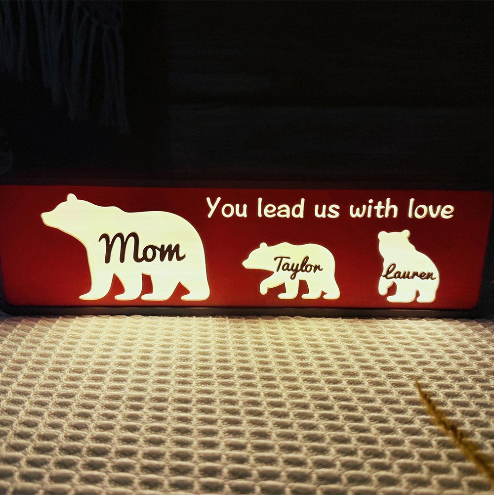 Personalized Bear Family Night Light With Kids Name Keepsake Gifts For Mom Grandma