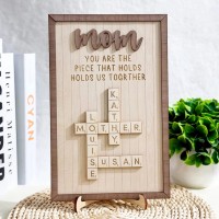 Personalized Mom Crossword Scrabble Wood Puzzle Sign Mothers Day Gift