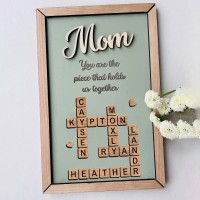 Personalized Mom Crossword Scrabble Wood Puzzle Sign Mothers Day Gift