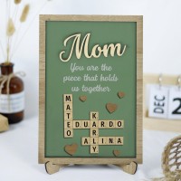Personalized Mom Crossword Scrabble Wood Puzzle Sign Mothers Day Gift