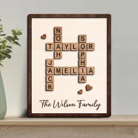 Personalized Family Name Crossword Scrabble Wooden Sign