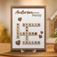 Personalized Family Name Crossword Scrabble Wooden Sign